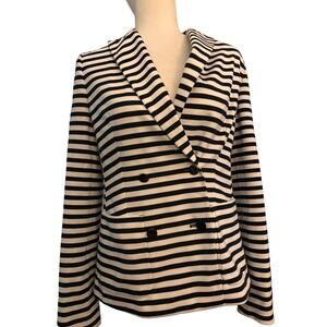 J. Peterman Black & White Double Breasted Knit Blazer, Women's Size 4